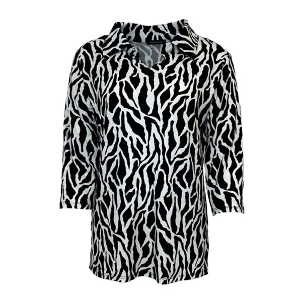 Pink lady shirt 3/4 mouw zwart-wit print