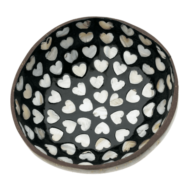 Coconut Bowl - Zwart met parelmoer hartjes