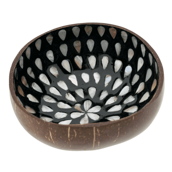 Coconut Bowl - Zwart met parelmoer druppels