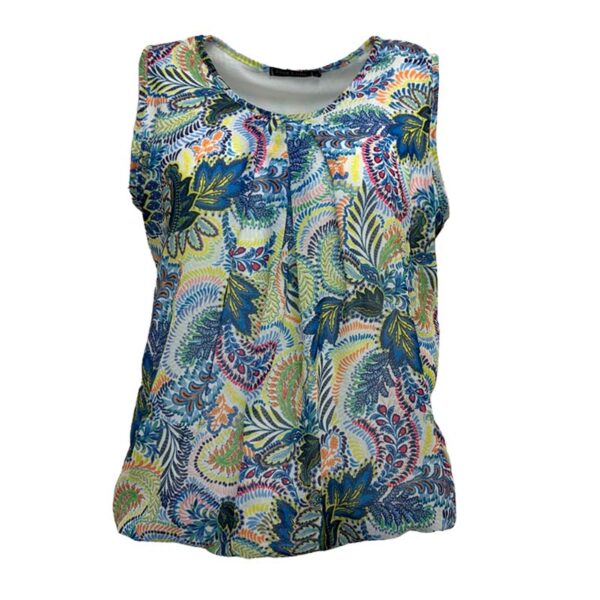 Pink lady top blauw print