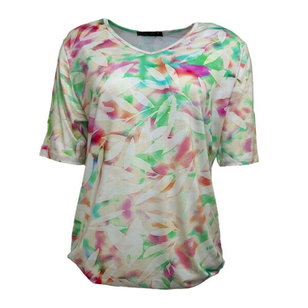 Pink lady shirt korte mouw zacht groen print